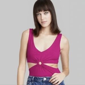 Wild Fable pink v neck tank ribbed side cutout bodysuit